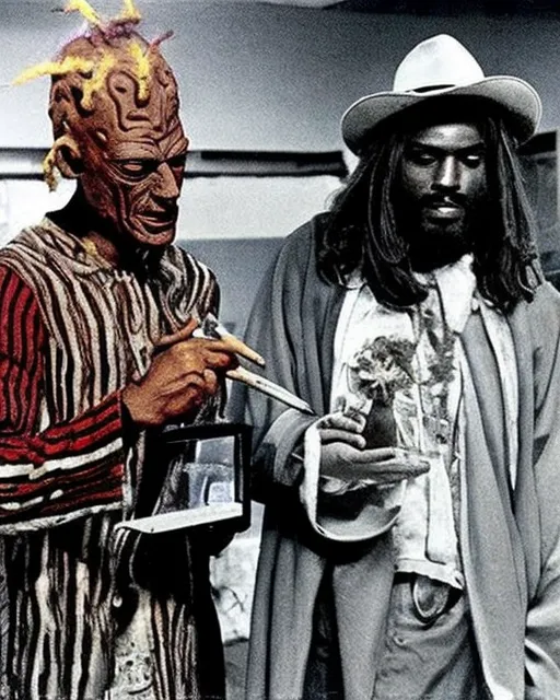 2 - Black Jesus Smoking weed with Freddy Krueger 